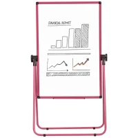 HOMCOM Chevalet de conférence pliable - tableau blanc magnétique double face - pivotant, réglable en hauteur 73L x 45l x 92-158H cm - rose(m-10)