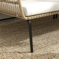 Outsunny Loungeset voor in de tuin, PE rattan, 122 x 79 x 75 cm, Natuur + Crèmewit(m-8)