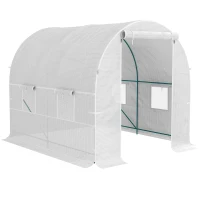 Outsunny 245 x 200cm Polytunnel Greenhouse - White(m-1)