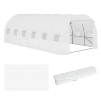Outsunny Vervangingsfolie voor 6x3x2 m kas, stevig, scheurresistent, 12 ramen, deur, Wit(m-10)