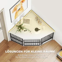 PawHut Hondenbox, Schuilbox voor Kleine en Middelgrote Honden, Huisdierbox met Voedingsdeur, MDF, Metaal, Wit(m-5)
