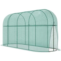 Outsunny Vogelbeschermingsnet, metalen frame, ritssluitingdeur, eenvoudig opzetten en afbreken, 3 x 1 x 1,5 m, groen(m-1)