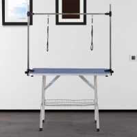 PawHut Trimtafel, scheertafel in hoogte verstelbaar met ondermand voor honden inklapbaar blauw(m-2)