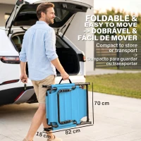 Outsunny Espreguiçadeira de Jardim com Toldo Ajustável Encosto Regulável em 4 Níveis Apoio de Cabeça para Terraço 70x200x45 cm Azul Claro(m-5)