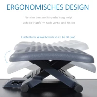 HOMCOM Ergonomische voetensteun voetenbank relax voetensteun kantoor hellingshoek in hoogte verstelbaar(m-4)