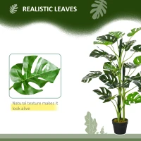 Outsunny 100cm/3.3FT Artificial Monstera Tree Decorative Cheese Plant 21 Leaves with Nursery Pot, Fake Tropical Palm Tree for Indoor Outdoor Décor, Set of 2(m-6)