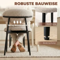 HOMCOM Eetkamerstoelen gestoffeerd keukenstoelen met stalen poten Beige(m-6)