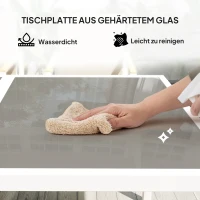 Outsunny 5-delig eetset voor buiten, tafel met gehard glas, 4 stoelen, weerbestendig, stalen frame, terrasmeubilair, Meerkleurig(m-5)