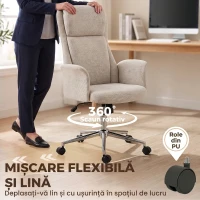 HOMCOM Scaun de Birou Rotativ cu Spătar Înalt, din Chenille Bej(m-6)