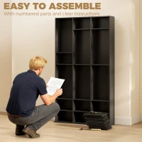 HOMCOM 835 CD/500 DVD Storage Unit, Blu-ray Media Storage Shelf with 27 Compartments and 21 Adjustable Shelves, Black(m-7)