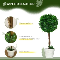 HOMCOM Set 2 Piante Finte Alberi di Bosso da Interno ed Esterno con Vaso, Ø28x60cm(m-4)
