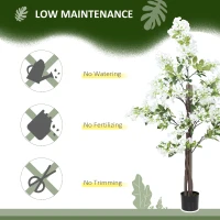 HOMCOM Artificial Plants Honeysuckle Flower in Pot Fake Plants with Curved Boots for Indoor Outdoor 15x15x150cm Set of 2 White(m-6)