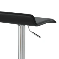 HOMCOM 360° draaibare barkruk met zilverkleurig stalen frame, in hoogte verstelbaar, met voetensteun, zwart(m-13)