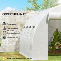 Outsunny Telo Serra in PE con 8 Finestre, Porta Avvolgibile e Bordi Interrati, 4x3x2 m, Bianco(m-6)