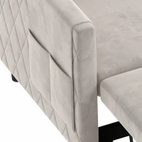 HOMCOM Sofá Cama 2 Plazas 3 en 1 de Terciopelo Holandés con Respaldo Ajustable y 2 Cojines Beige(m-9)