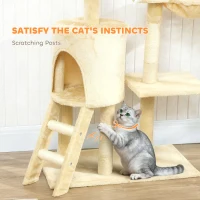 PawHut Multi-Level Cat Tower, 134cm Cat Tree with Condo and Sisal Scratching Posts for Indoor Kittens, Beige(m-7)