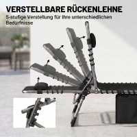 Outsunny opvouwbaar ligbed tuin ligbed met kussen tuin 5-traps verstelbare rugleuning staal Oxford stof zwart 188 x 57 x 30 cm(m-4)