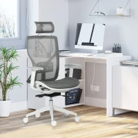 Vinsetto Silla de Oficina Giratoria Silla de Escritorio Ajustable en Altura con Reposabrazos Reposacabezas 67x65x120-128 cm Gris(m-10)