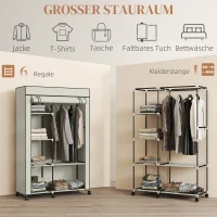 HOMCOM Stoffen kast, opbergoplossing, 6 planken, 1 kledingstang, crème(m-4)