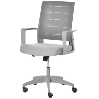 Vinsetto Sedia da Ufficio Ergonomica Girevole con Altezza Regolabile, Ruote e Braccioli, 59x61x95.5-105cm Grigio(m-1)