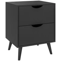 HOMCOM Table de chevet table de nuit avec 2 tiroirs, style scandinave pour chambre à coucher, salon, 40 x 35 x 50,5 cm, Noir(m-1)
