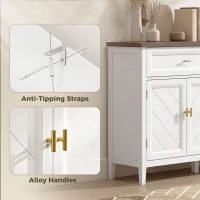 HOMCOM Modern Sideboard with 3 Doors, 2 Drawers and Adjustable Shelves, White(m-7)