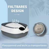 PawHut kattenbak met deksel, kattenbak incl. zandafvoerpedaal, vloerrooster(m-7)