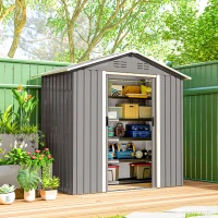 Outsunny 6.5 x 3.5ft Metal Garden Storage Shed - Light Grey(m-20)