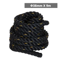 HOMCOM Cuerda de Batalla Ø38 mm Longitud 9 m Battle Rope Formación Battling Power Cuerda Ejercicio Fitness Deporte Poliéster Ultra Resistente Negro(m-3)