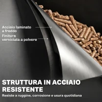 Outsunny Contenitore per Pellet 45kg con Coperchio in Acciaio, Ruote e Setaccio, Nero(m-5)