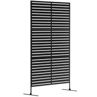 Outsunny Buitenruimteverdeler van Metaal, Lamellenontwerp, Decoratieve Scheidingswand voor Terras, Tuin, Balkon, Zwart(m-11)