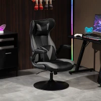 Vinsetto Gaming-Stuhl mit Schaukelfunktion, Drehstuhl, höhenverstellbar, gepolsterter Sitz, Metall, 67 x 71 x 112 cm, Grau(m-10)