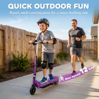 HOMCOM Foldable Electric Kids Scooter, Ride-on for Ages 7-14 Years, Purple(m-6)