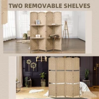 HOMCOM Freestanding Privacy Screen, 4 Panel Folding Room Divider for Living Room, Bedroom and Office, 160 x 170cm, Natural(m-5)