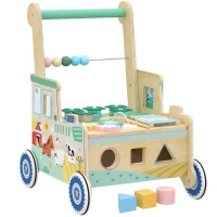 AIYAPLAY Wooden Baby Walker for 1-3 Year, Montessori Inspired Push Along Walker Toys, Multifunctional Activity Centre(m-1)