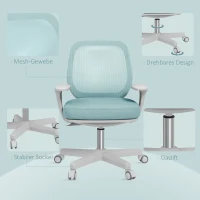 Vinsetto Bureaustoel, Ergonomische Verstelbare Schrijftafelstoel met Draaifunctie 55 x 48 x 82,5-94,5 cm Groen(m-7)