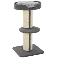 PawHut kattenboom speelboom krabpaal met platform sisal pluche grijs(m-1)