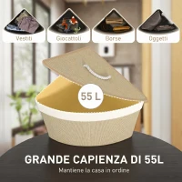 HOMCOM Cesto Portabiancheria Angolare da 55L con Sacco Estraibile e Coperchio Removibile, in Bambù, 35x35x60 cm, Color Legno(m-4)