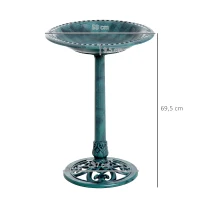 Outsunny Vogelbad Vintage Design, Shabby Chic, 50 cm × 50 cm × 69,5 cm, Groen(m-3)