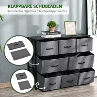 HOMCOM Ladekast met 8 Stoffen Lades, 2 Groot, 6 Klein, Metalen Frame, Kantelbeveiliging, Grijs(m-4)