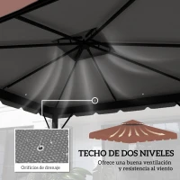 Outsunny Techo de Repuesto para Cenador 3x3 m Cubierta de Repuesto con Techo Doble y 8 Orificios de Drenaje Café(m-5)