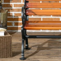 Outsunny Tuinbank voor 2 personen, decoratieve armleuningen, voor tuin en terras, gietaluminium + natuurlijk hout, 120 x 64 x 79 cm, teak(m-7)