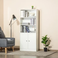 HOMCOM Estantería Librería con 3 Compartimentos Abiertos y 1 Armario con Estante Ajustable Almacenaje para Salón Estudio 70x29,5x167 cm Blanco(m-10)
