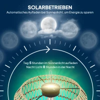 Outsunny Solar Staande Lamp Rattan Solarlampen met Lichtsensor Automatische Solarverlichting in Boho-Stijl IP44 Zwart+Geel(m-5)