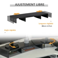 Vinsetto Rehausseur écran PC extensible, longueur réglable de 80-117 cm, pour ordinateur portable, ordinateur, PC, noir(m-5)