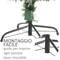 HOMCOM Albero di Natale Artificiale 150cm con Luci Incorporate e 180 Rami, Albero di Natale con Luci a LED e Fibre Ottiche, Base Pieghevole Rimovibile(m-8)