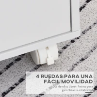 Vinsetto Cajonera de Oficina con 3 Cajones y 4 Estantes Abiertos Cajonera Escritorio con Ruedas para Oficina 38x40x86,8 cm Blanco(m-6)