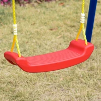 Outsunny Kids Swing Set Toddler Swing Adjustable Rope Heavy Duty A-Frame Stand Outdoor Playset for 3-8 Years Old Blue(m-9)