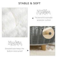 PawHut Wicker Dog Sofa PE Rattan Cat Bed Elevated Pet Bed Hand Woven with with Washable Soft Cushion Indoor Outdoor Use, for Small Medium Sized Dogs(m-6)