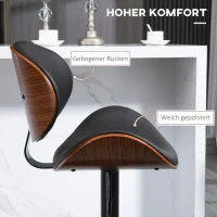 HOMCOM barkrukset, in hoogte verstelbaar, draaibaar, kunstleer, stalen frame, zwart, 53 x 50,5 x 112,5 cm(m-6)